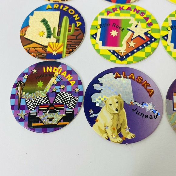 Vintage POGS Various States Nevada Arkansas Indiana Alaska 90s Game Nostalgia - Picture 5 of 7